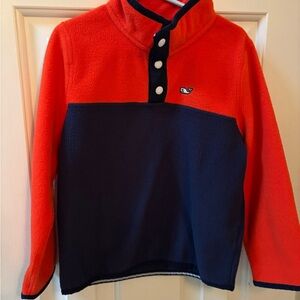 Vineyard Vines Red and Navy Fleece Pull over